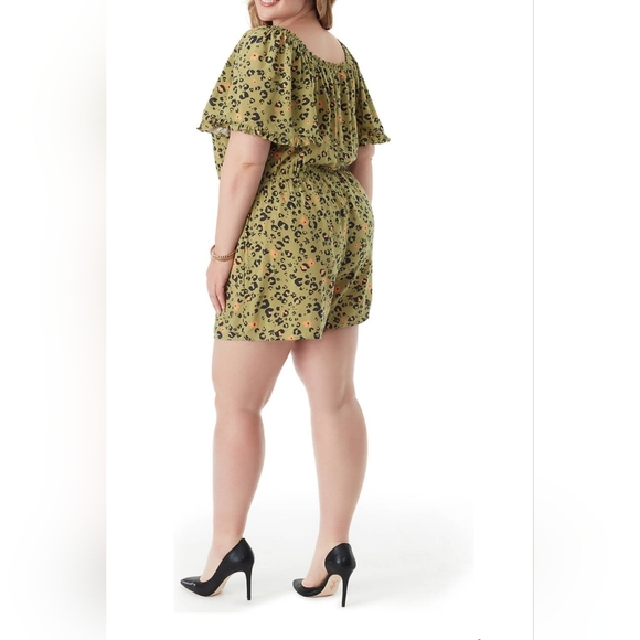 JESSICA SIMPSON GREEN CHEETAH PRINT ROMPER NWT - Picture 4 of 7